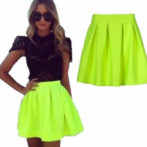 Neon Yellow Skater Skirt | Poshmark